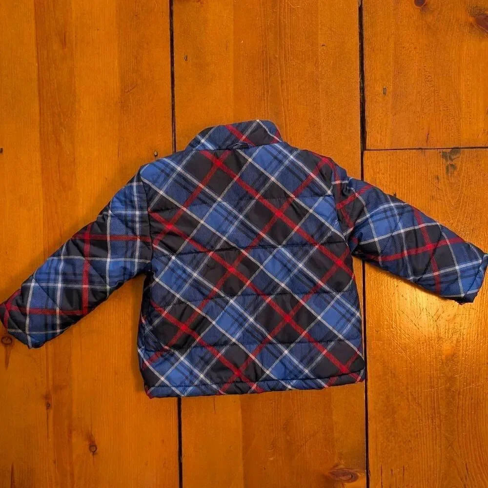 Healthtex 2-in-1 Jacket Coat Size 2t Navy Red Grey Winter Fall Spring Plaid